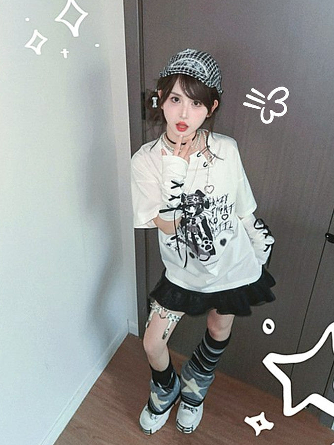Y2K Winged Girl Graphic T-Shirt
