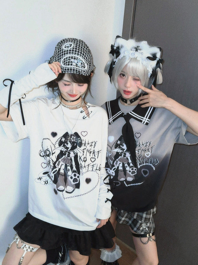 Y2K Winged Girl Graphic T-Shirt