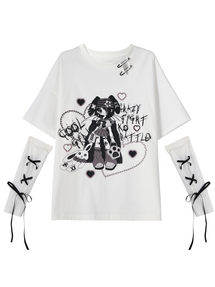Y2K Winged Girl Graphic T-Shirt