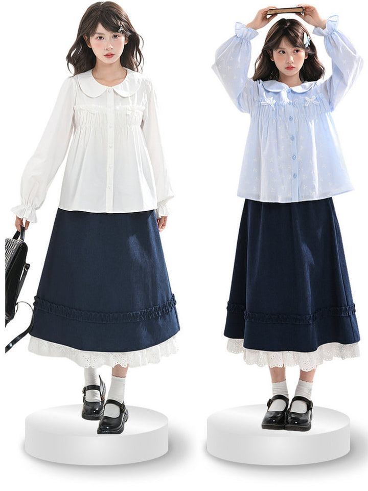 Bow Print Peter Pan Collar Blouse
