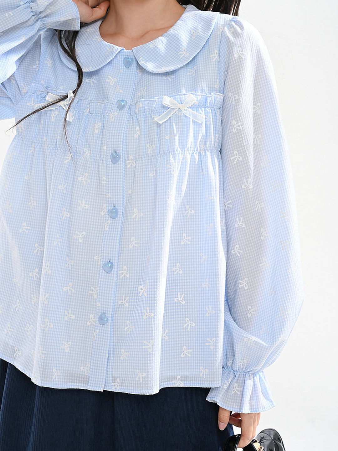 Bow Print Peter Pan Collar Blouse