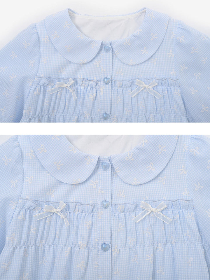 Bow Print Peter Pan Collar Blouse