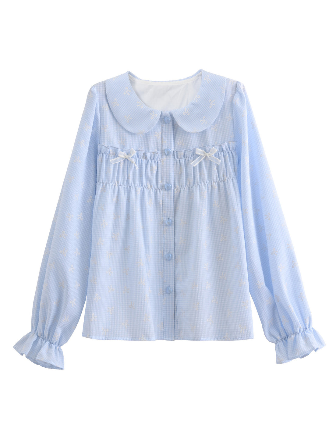 Bow Print Peter Pan Collar Blouse