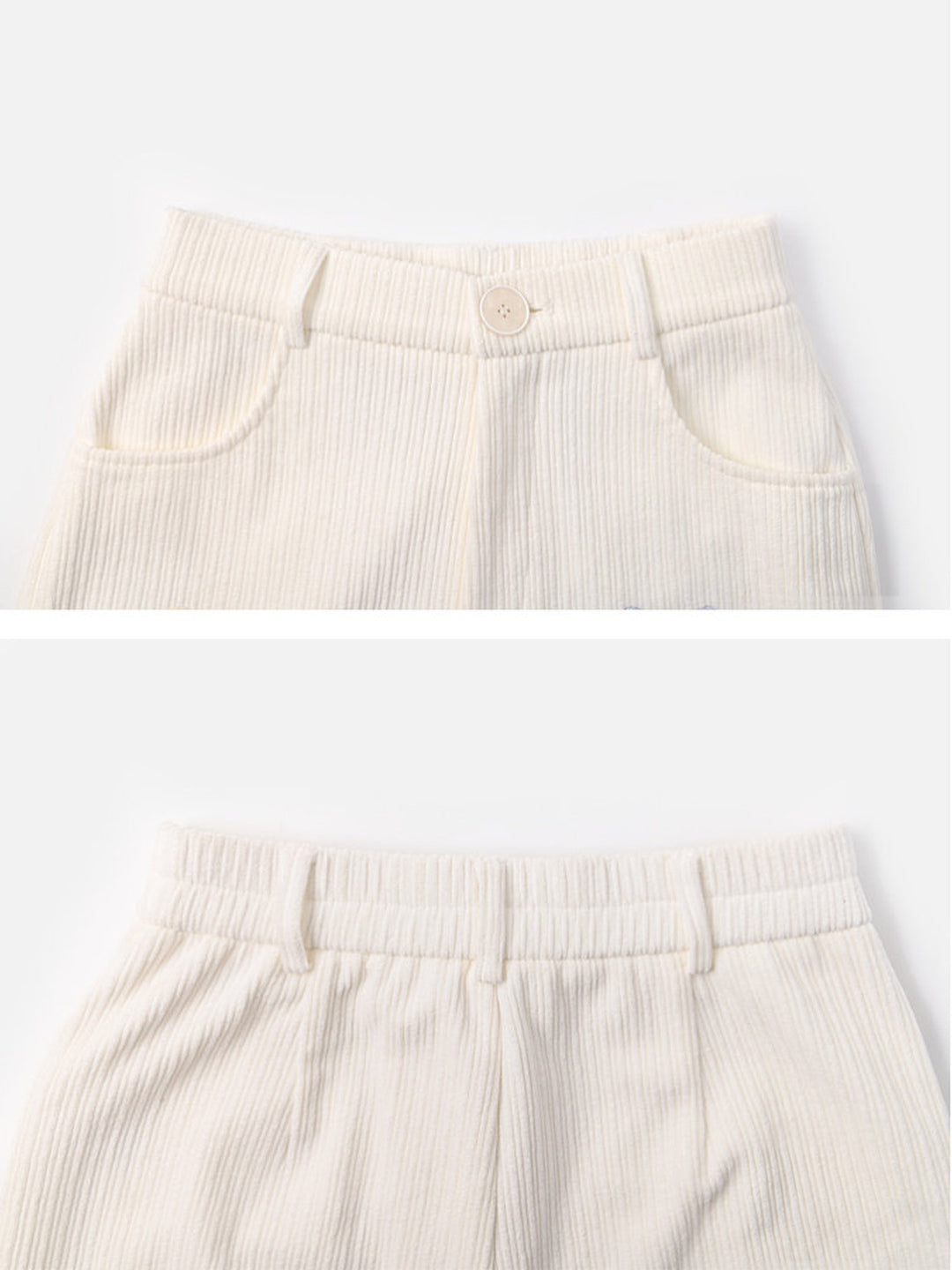 Plush Cat and Bow Ribbed Pants