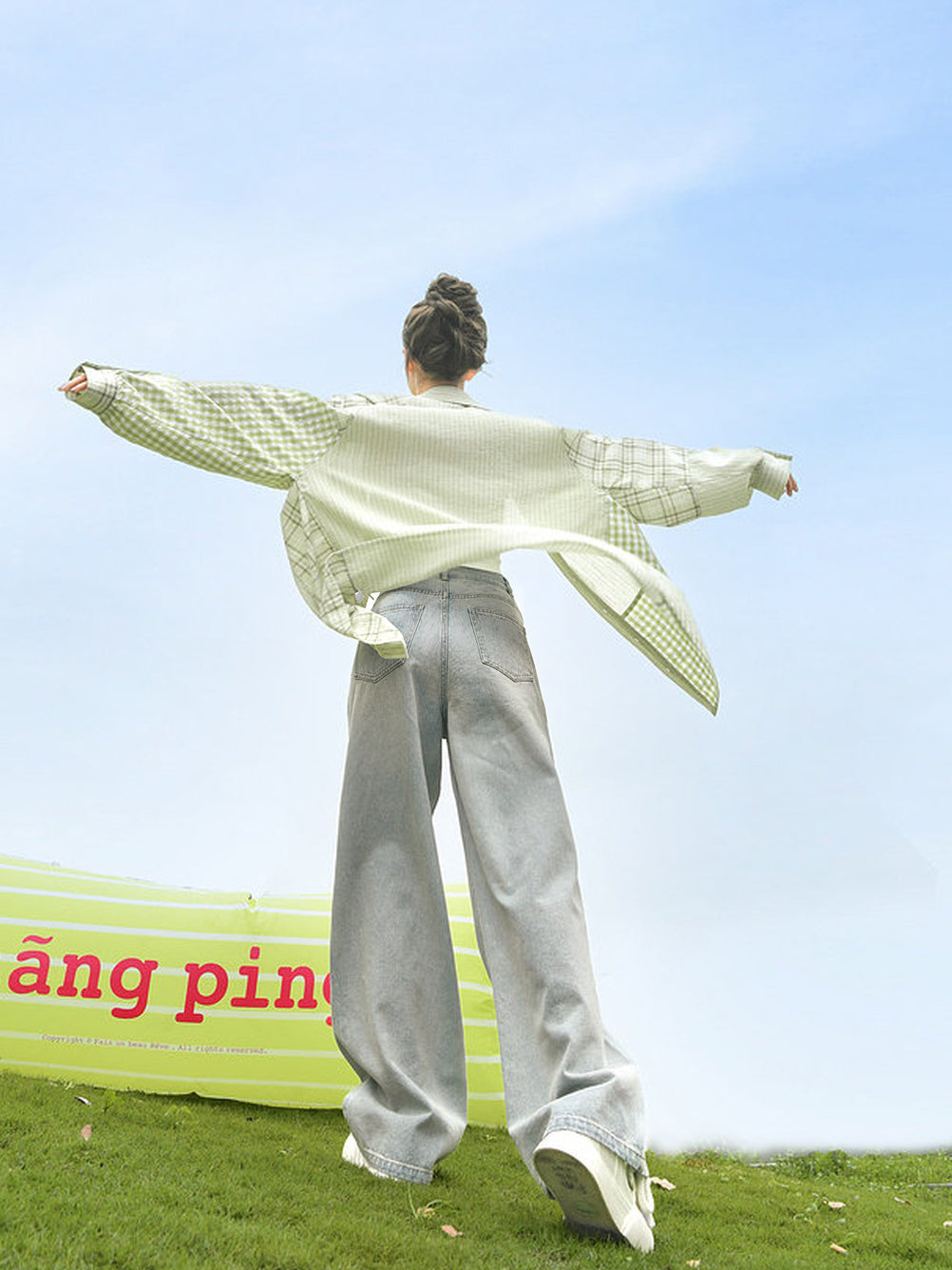 Kawaii Animal Appliqué Wide Leg Jeans