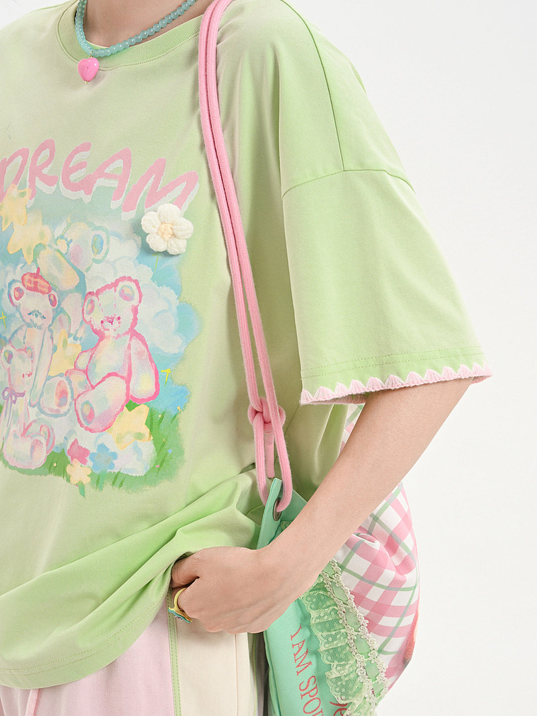 Dream Bear Flower Graphic T-Shirt