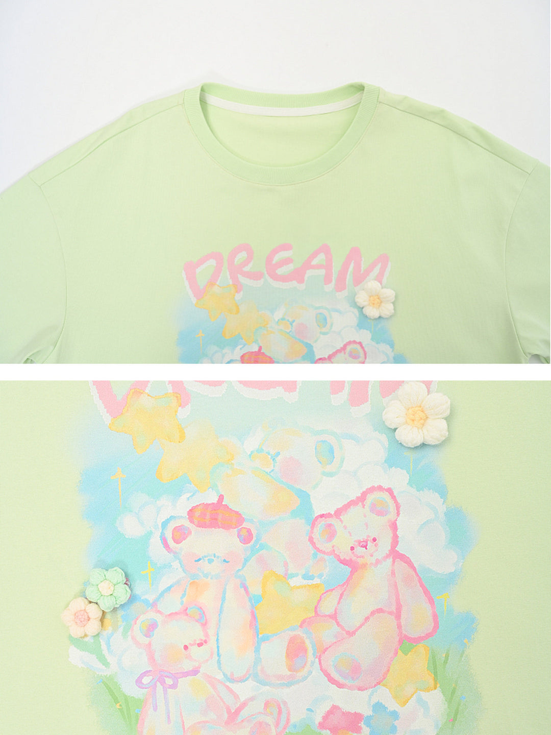 Dream Bear Flower Graphic T-Shirt