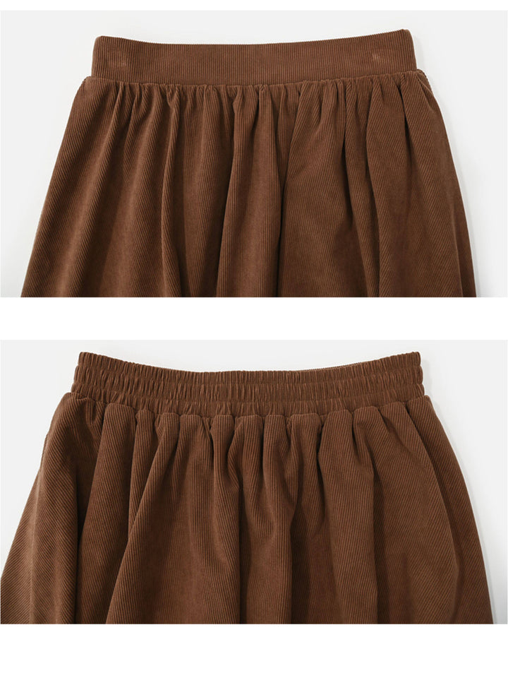 Brown Lace Trim Midi Skirt