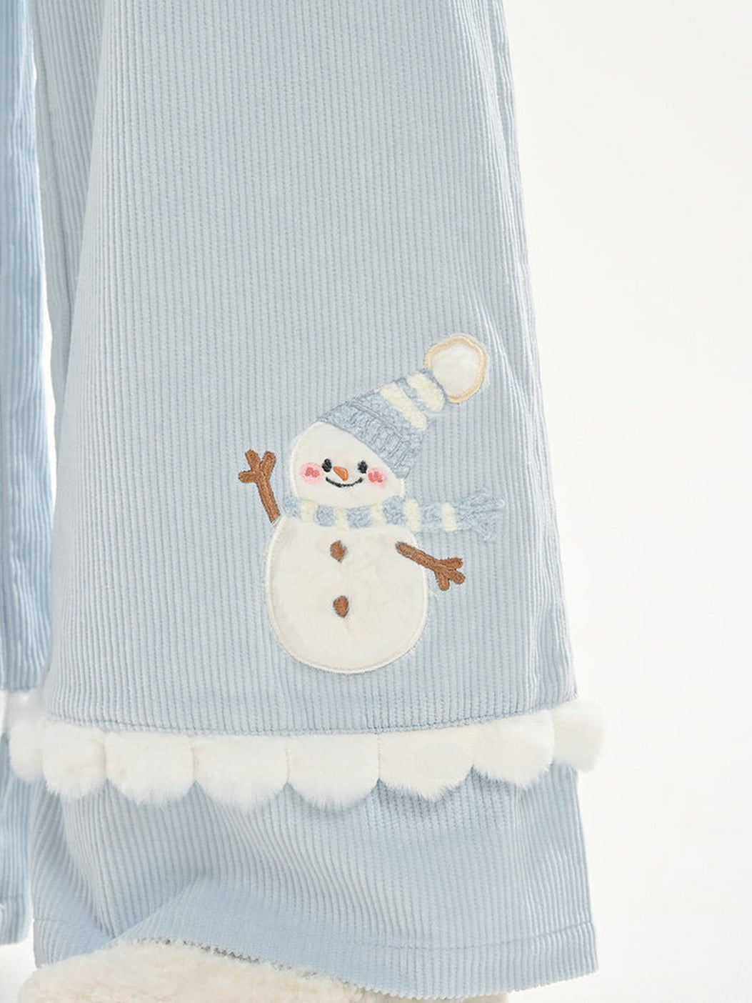 Snowman Pom-Pom Wide Leg Pants