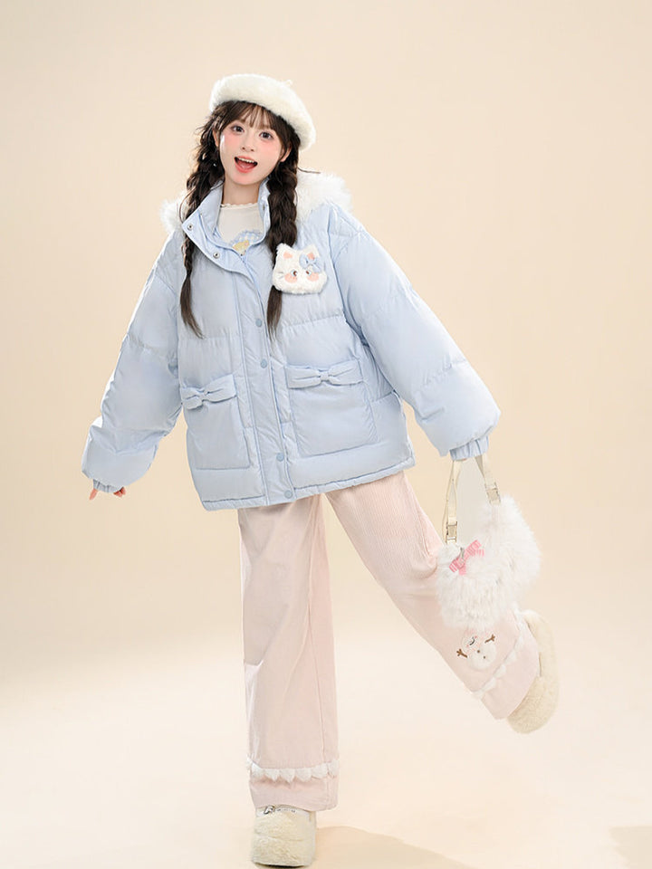Snowman Pom-Pom Wide Leg Pants