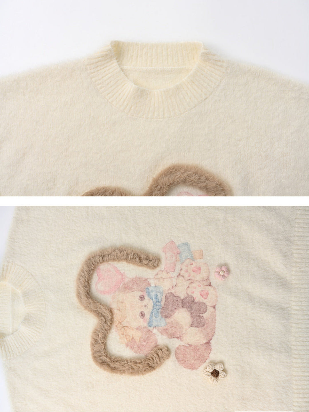 Kawaii Bunny and Bear Graphic Sweater