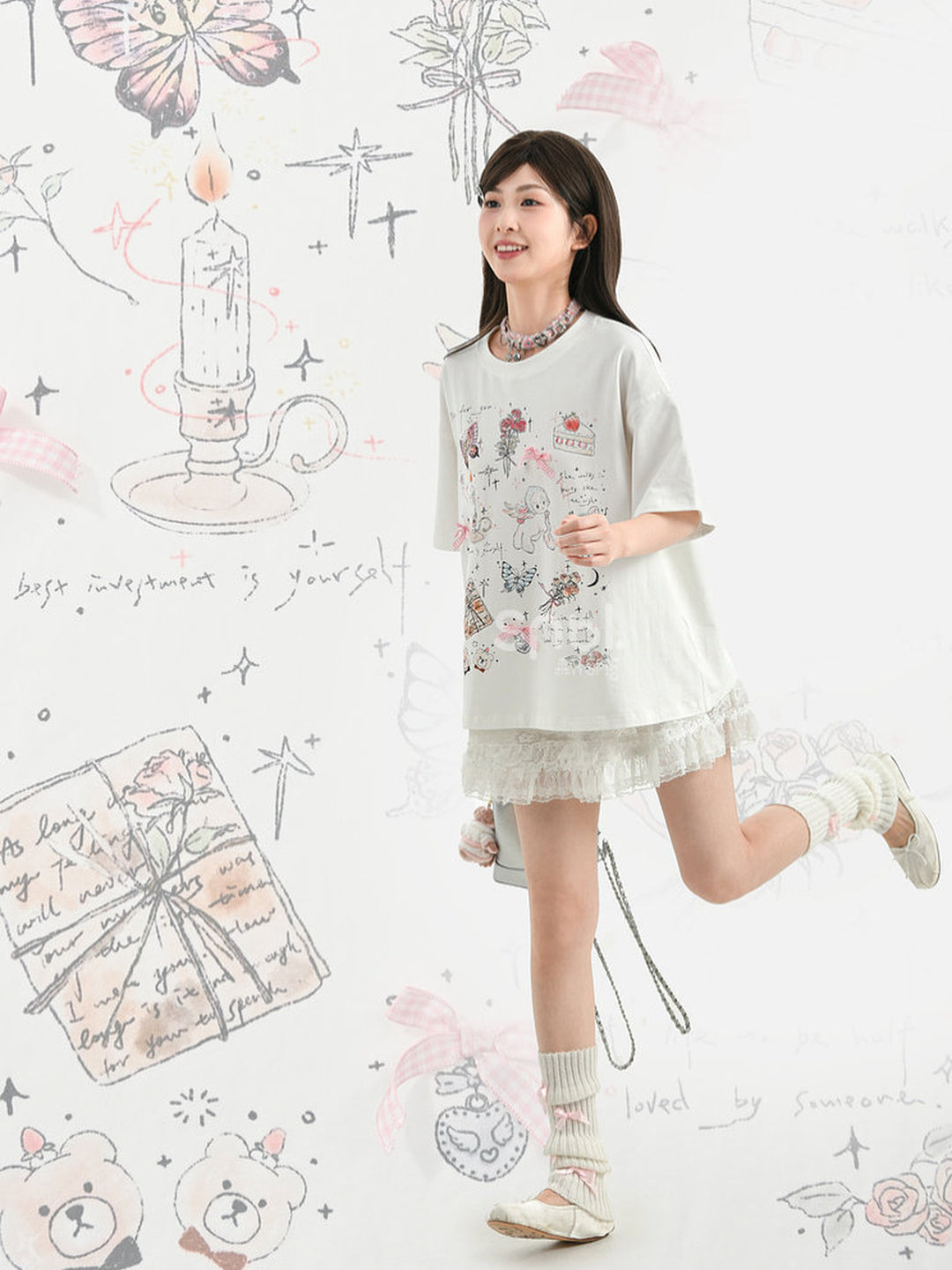 Coquette Doodle Graphic T-Shirt