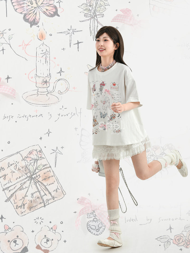 Coquette Doodle Graphic T-Shirt