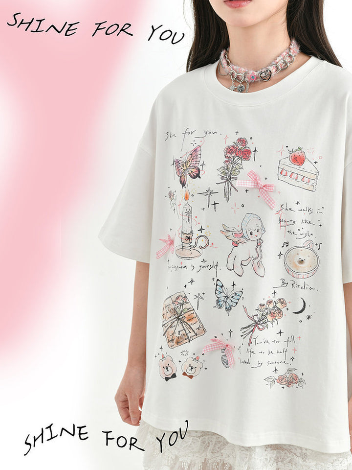 Coquette Doodle Graphic T-Shirt