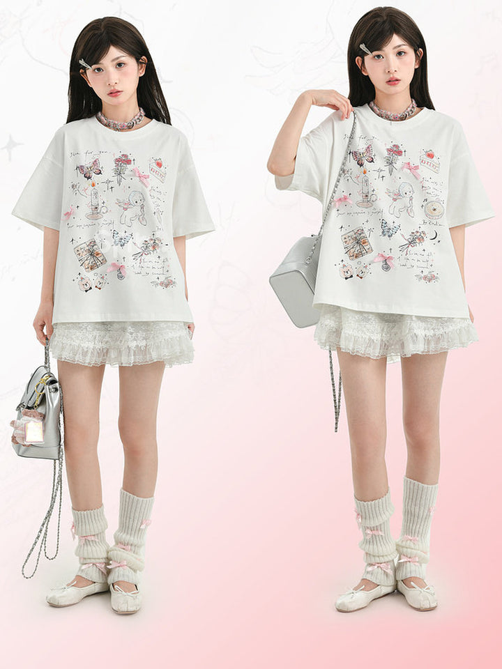 Coquette Doodle Graphic T-Shirt