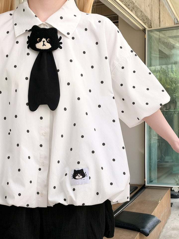 Polka Dot Cat Tie Shirt