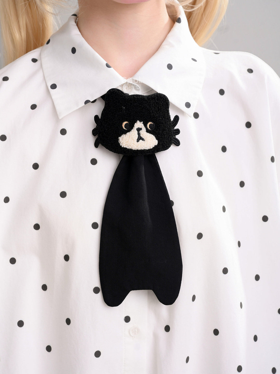Polka Dot Cat Tie Shirt