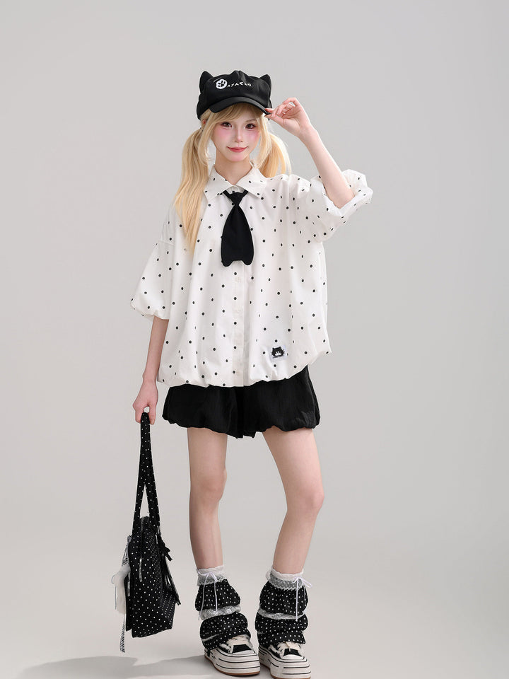 Polka Dot Cat Tie Shirt