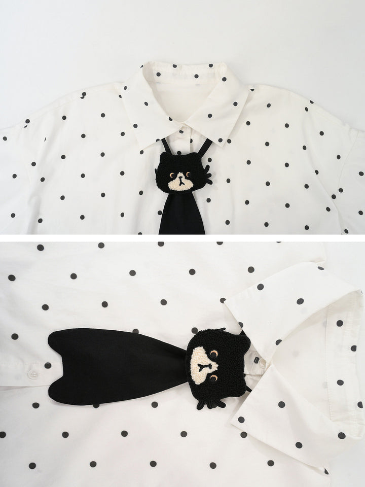 Polka Dot Cat Tie Shirt