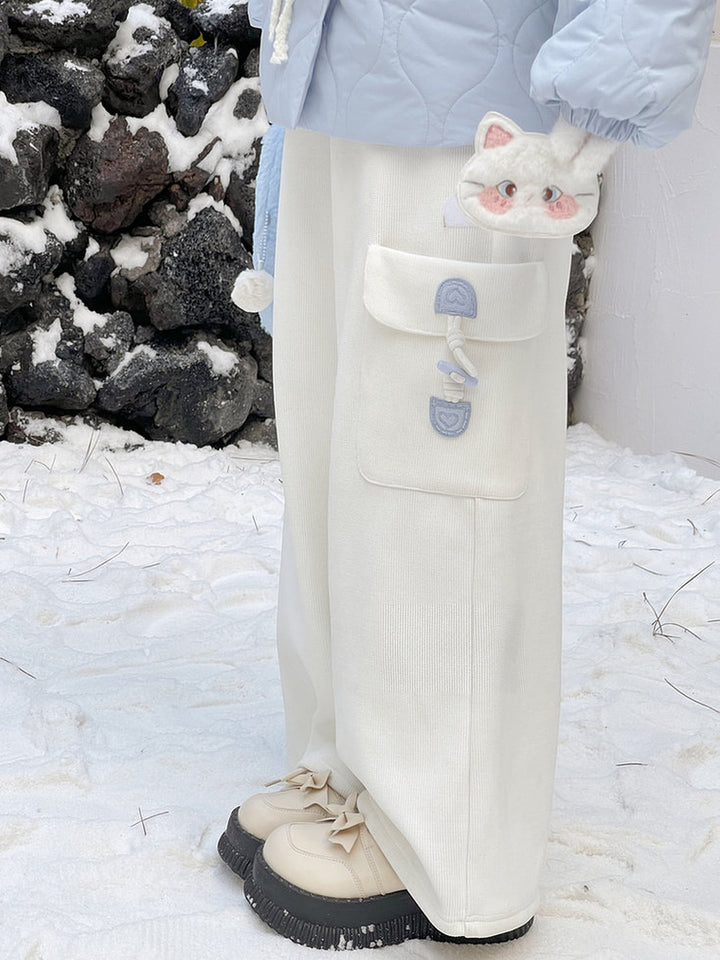 Kawaii Kitten Pocket Wide Leg Pants