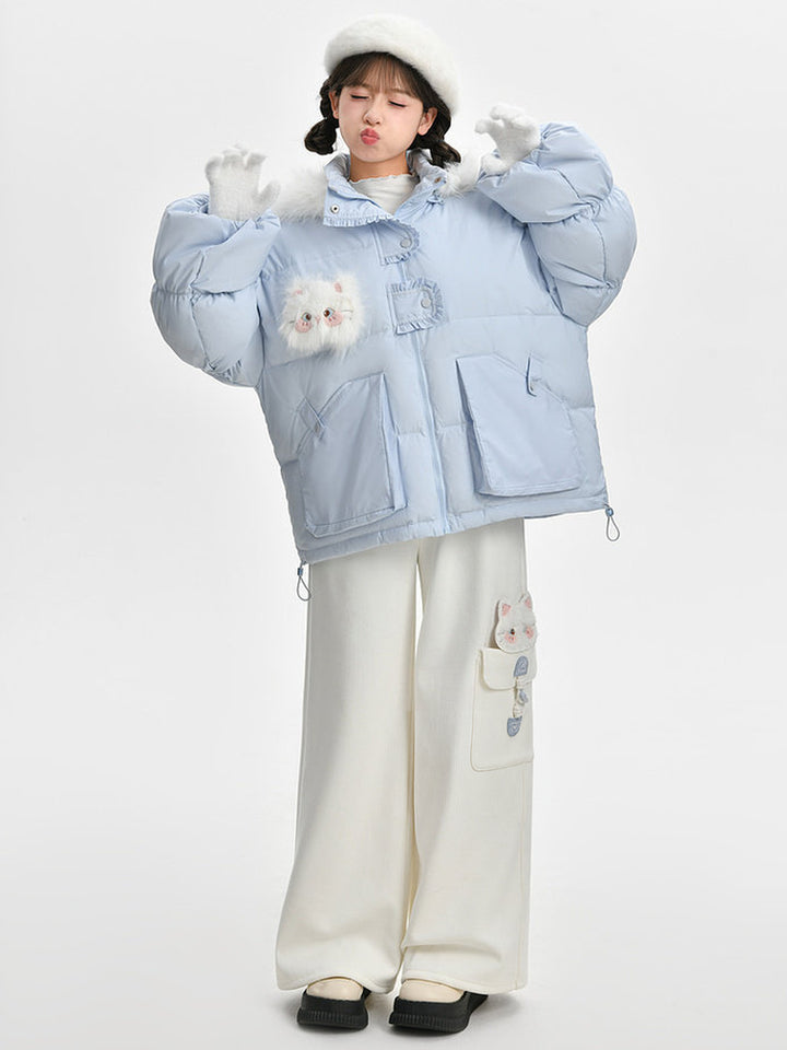 Kawaii Kitten Pocket Wide Leg Pants