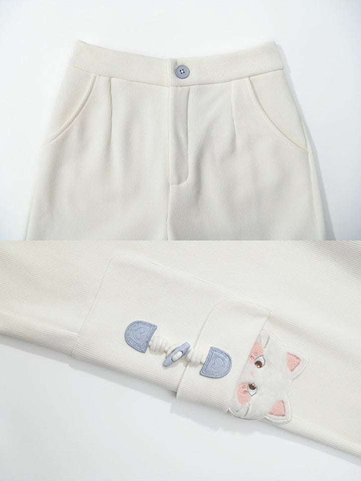 Kawaii Kitten Pocket Wide Leg Pants