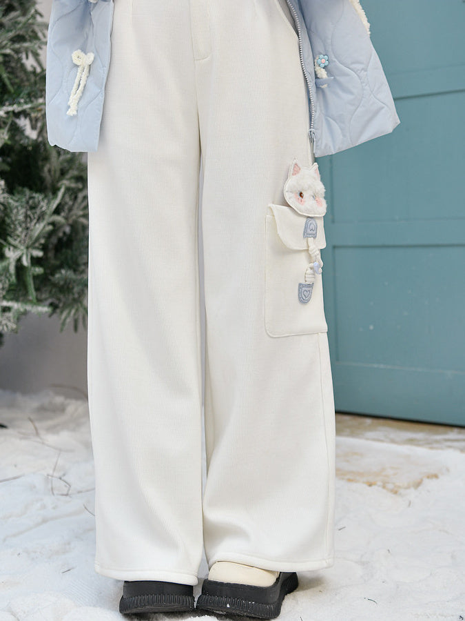 Kawaii Kitten Pocket Wide Leg Pants