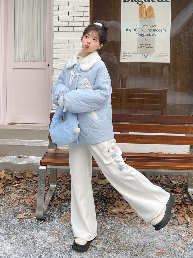 Kawaii Kitten Pocket Wide Leg Pants