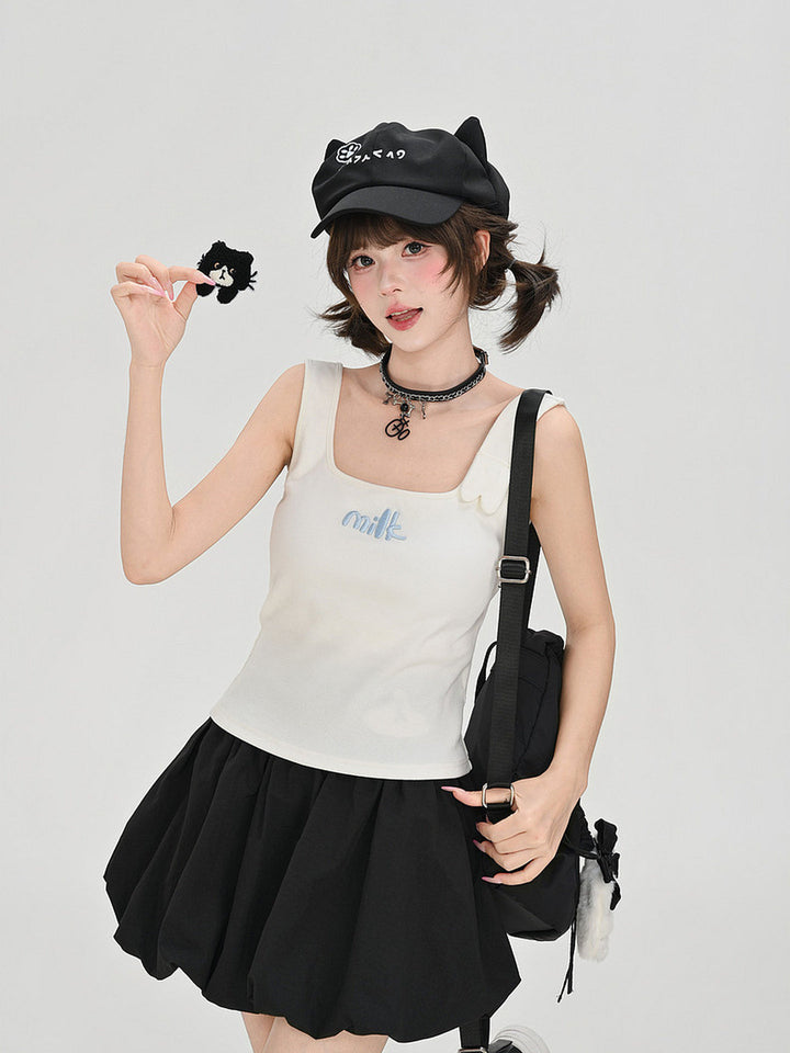 Milk Cat Appliqué Tank Top