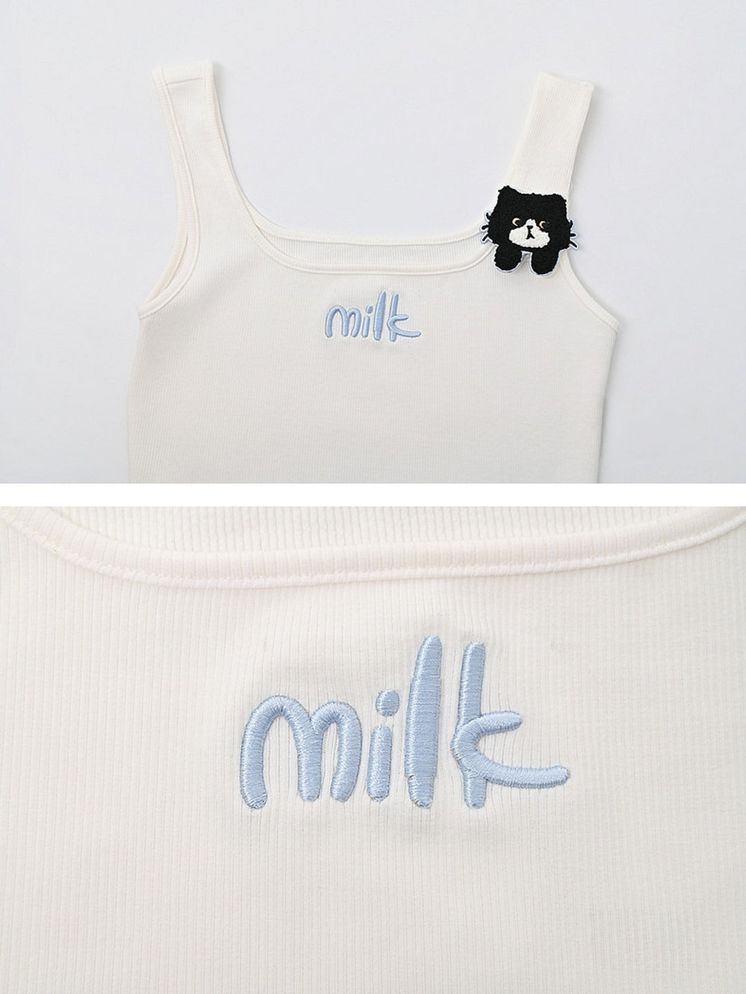 Milk Cat Appliqué Tank Top