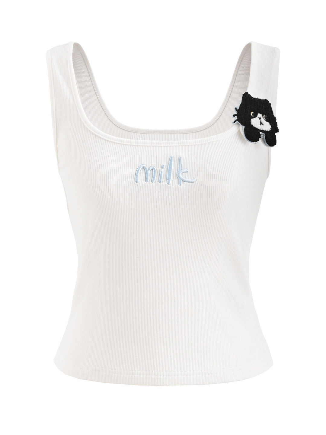 Milk Cat Appliqué Tank Top