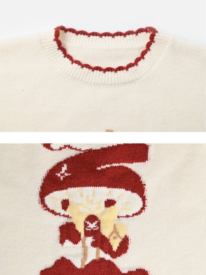 Whimsical Apple Graphic Knit Sweater