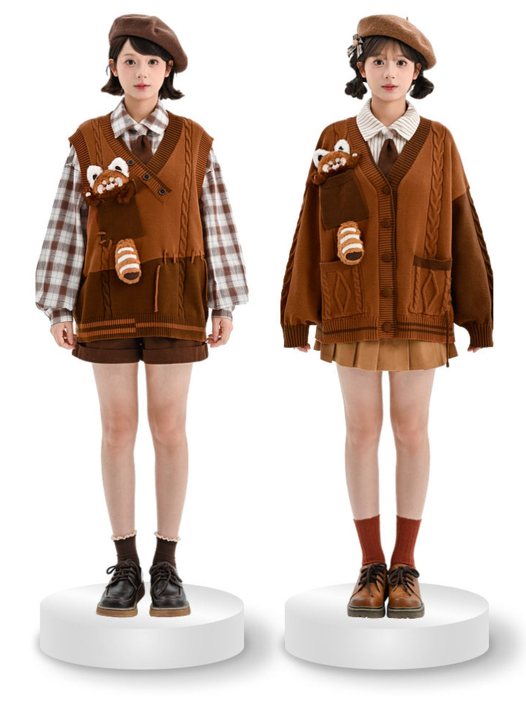 Red Panda Appliqué Knit Vest