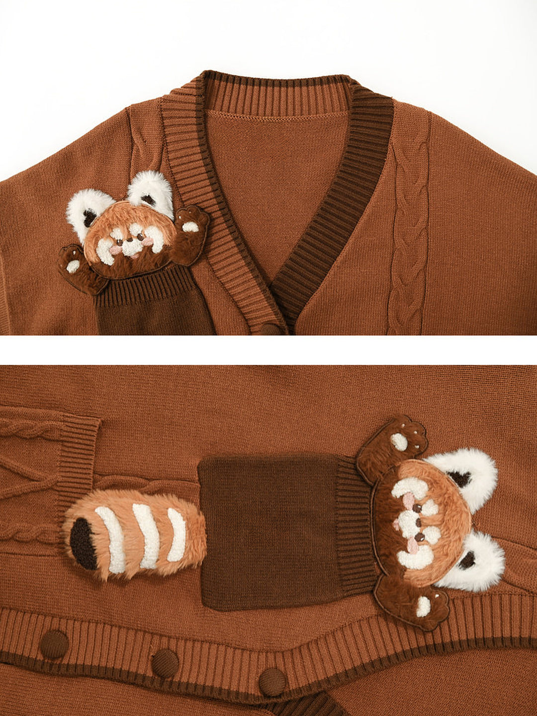 Red Panda Appliqué Knit Vest