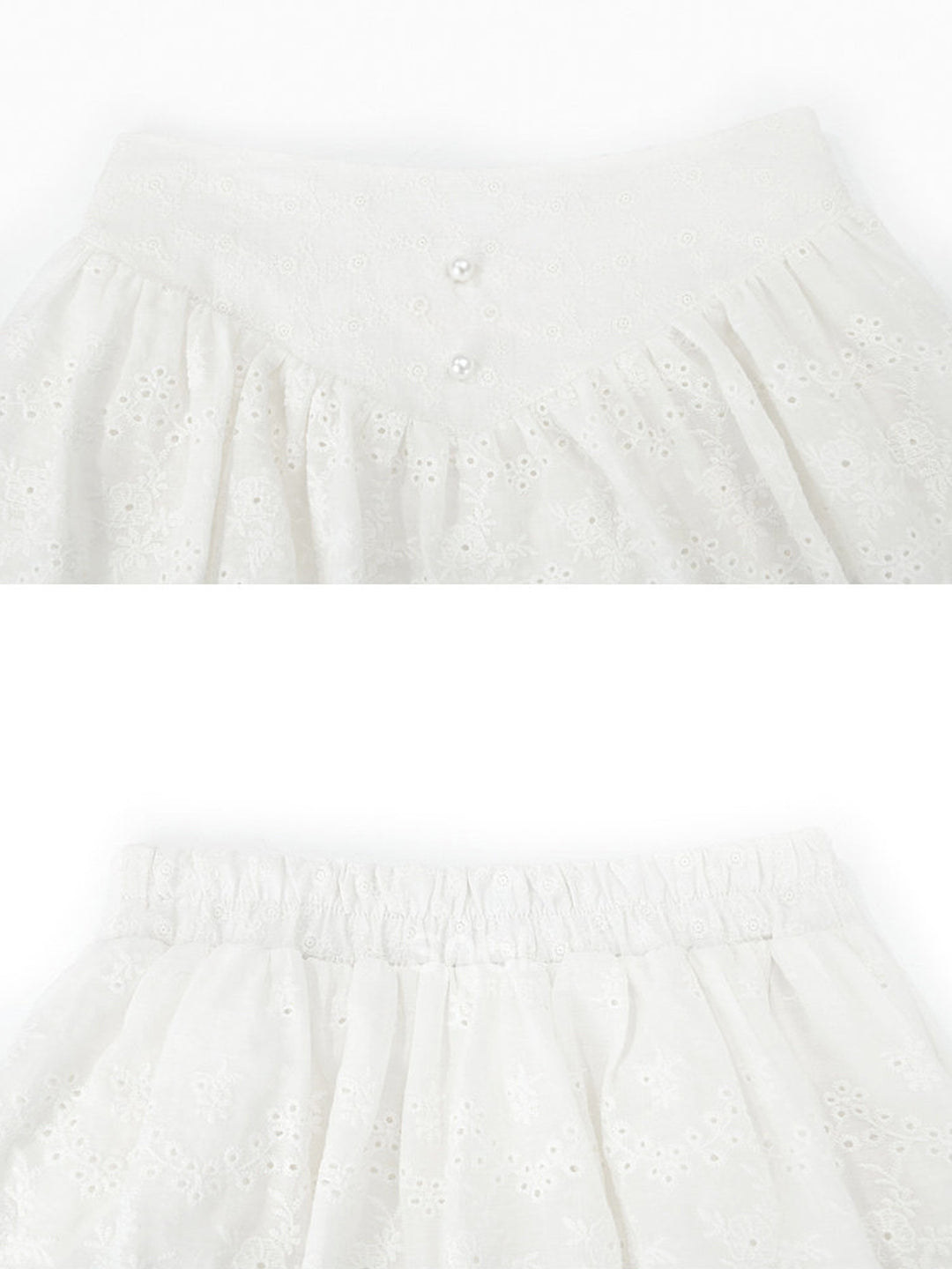 White Tiered Eyelet Mini Skirt