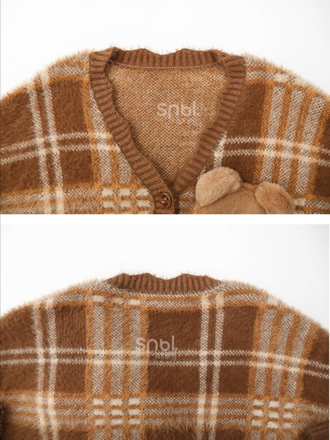 Teddy Bear Plaid Cardigan