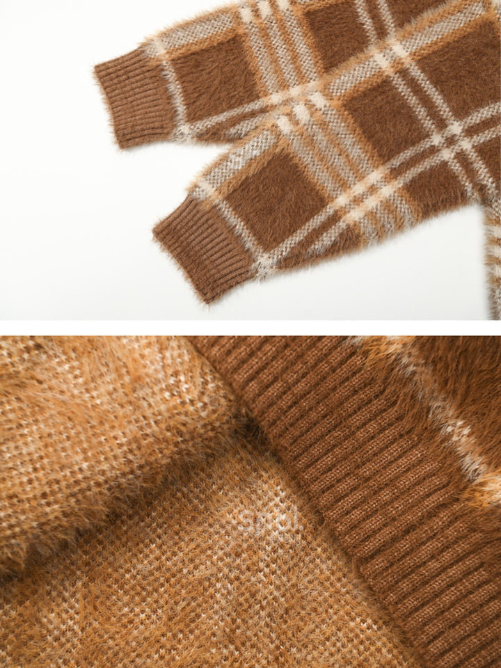 Teddy Bear Plaid Cardigan