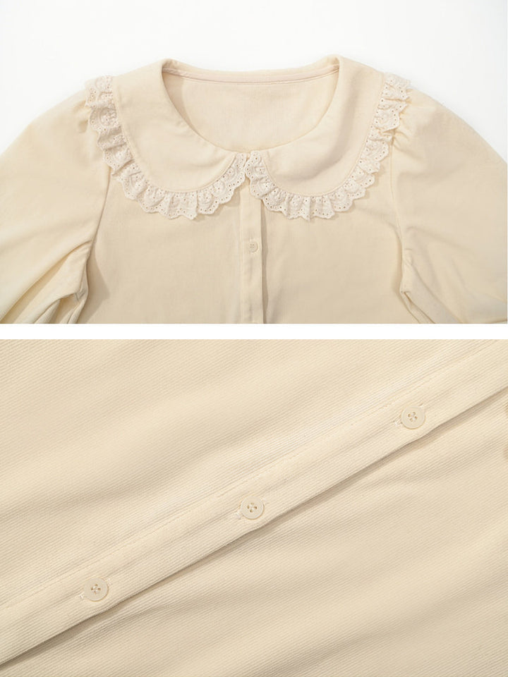 Scalloped Lace Peter Pan Collar Blouse