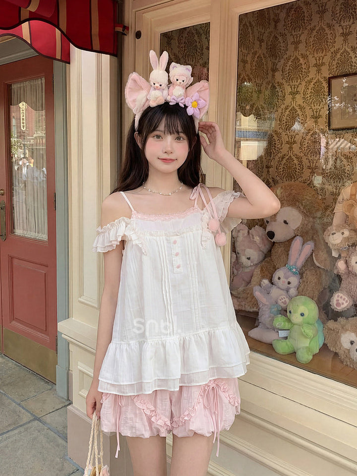 Tulip Appliqué Off-Shoulder Top