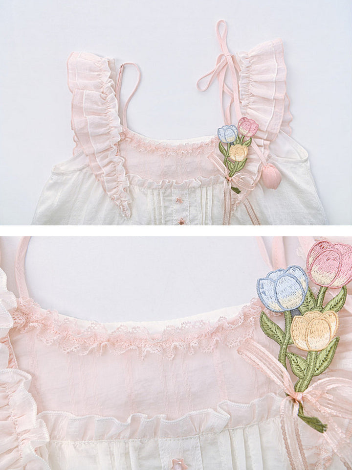 Tulip Appliqué Off-Shoulder Top
