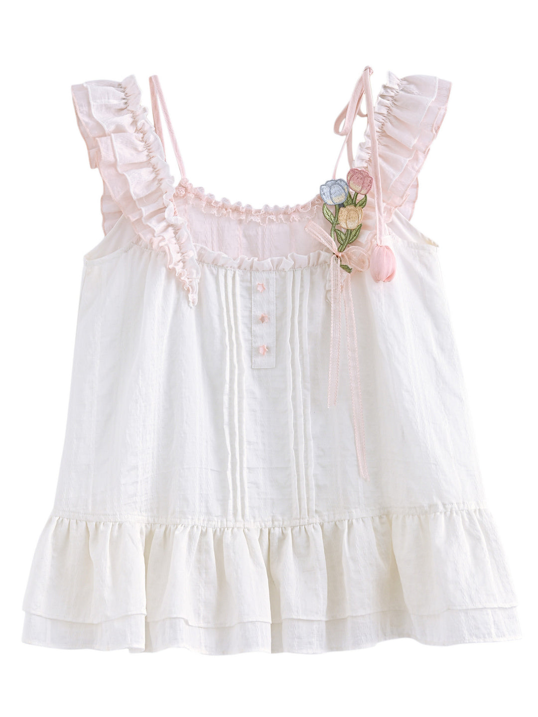 Tulip Appliqué Off-Shoulder Top