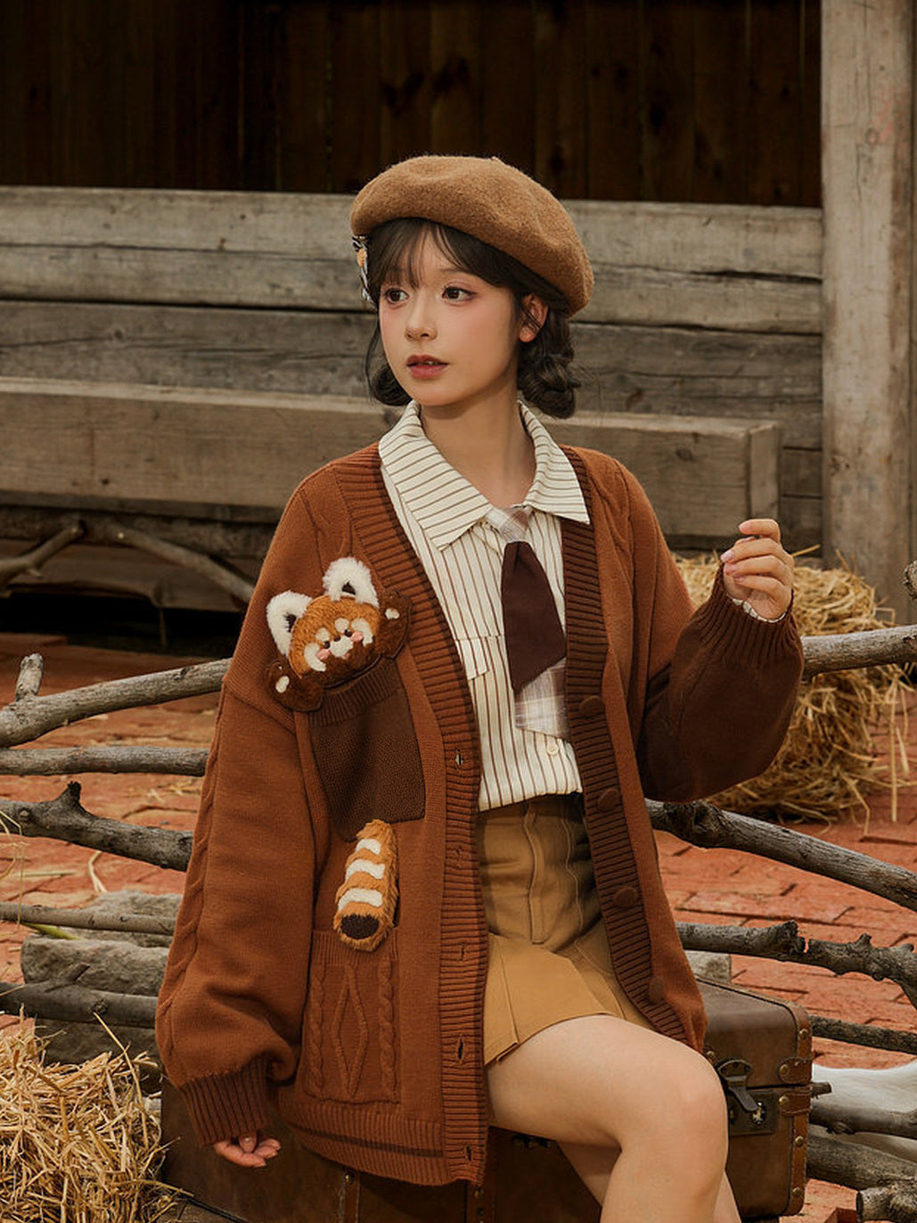 Mori Kei Red Panda Cardigan