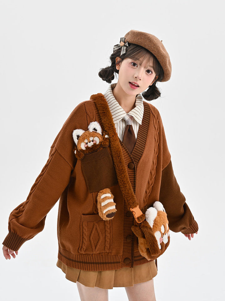 Mori Kei Red Panda Cardigan