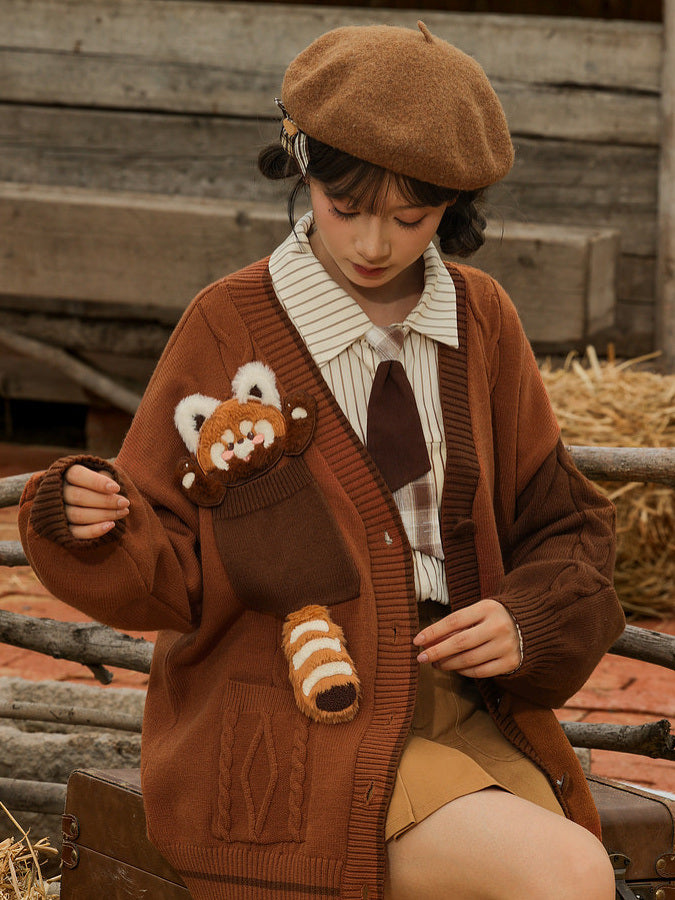 Mori Kei Red Panda Cardigan