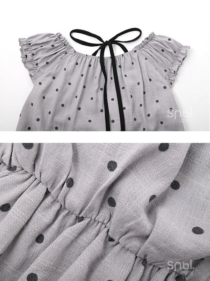Polka Dot Cat Faux Two-Piece Top