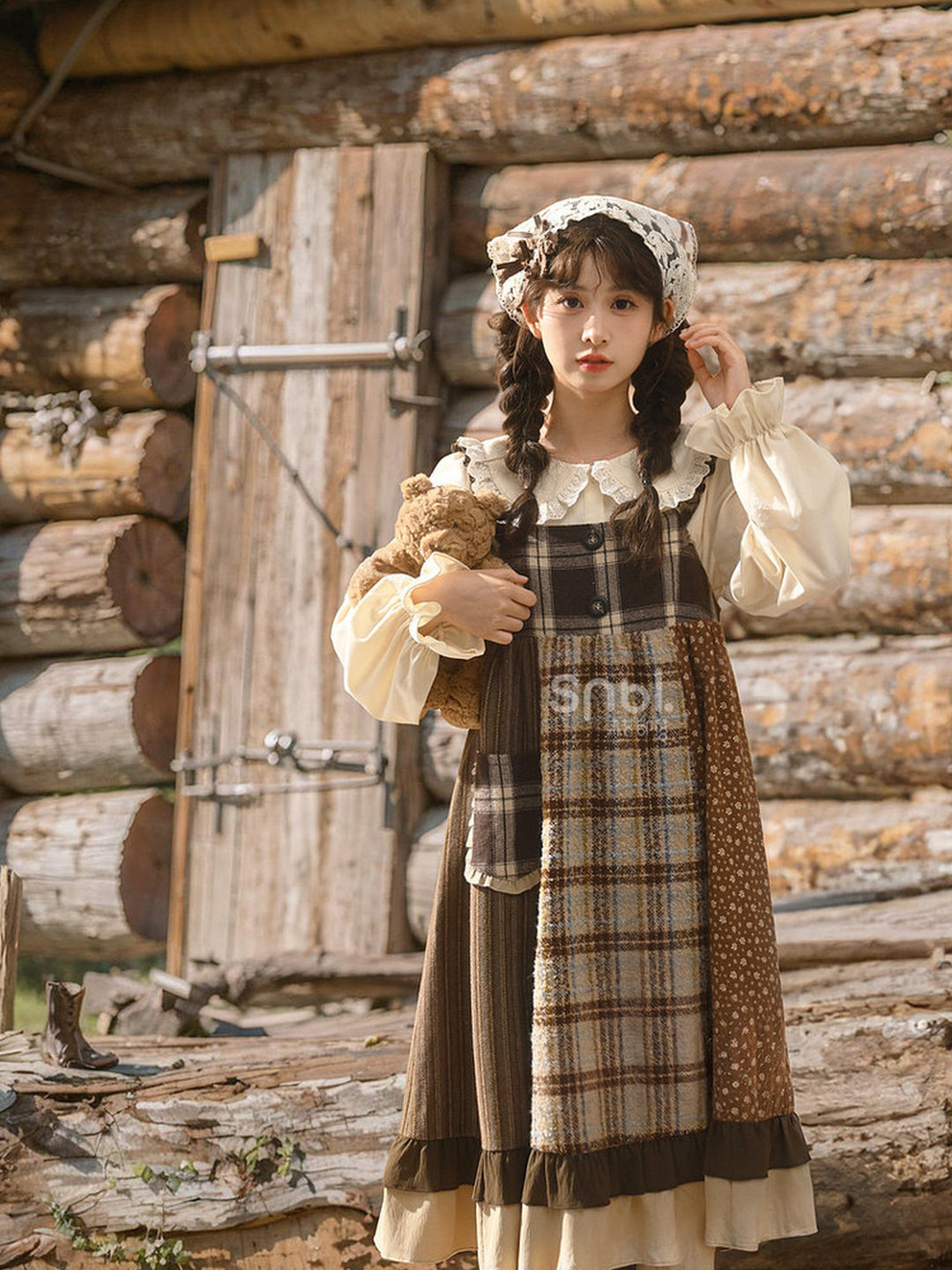Mori Kei Patchwork Pinafore Dress