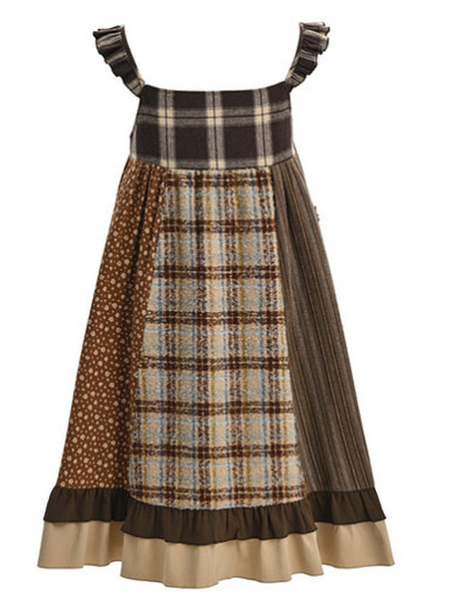 Mori Kei Patchwork Pinafore Dress