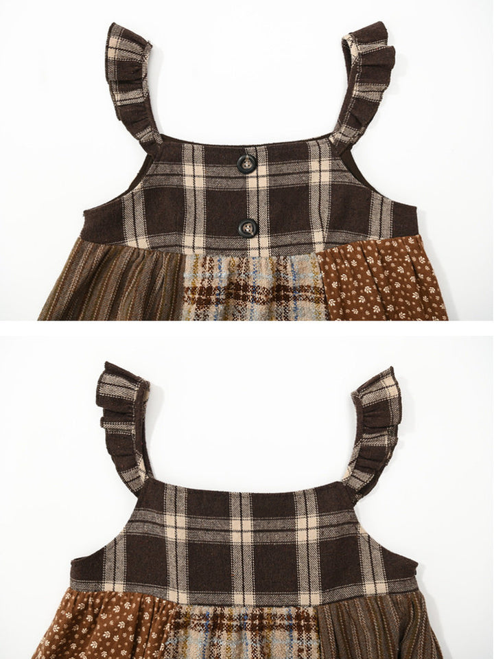 Mori Kei Patchwork Pinafore Dress