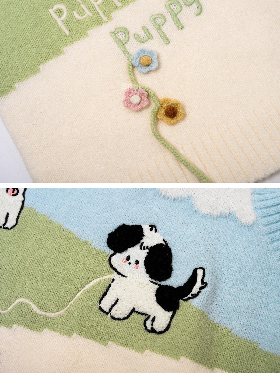 Puppy Meadow Knit Sweater Vest