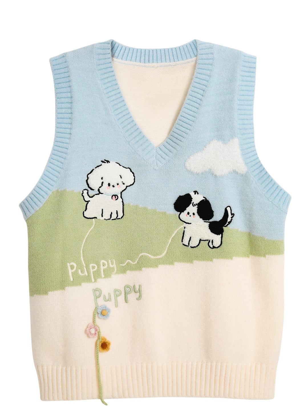 Puppy Meadow Knit Sweater Vest